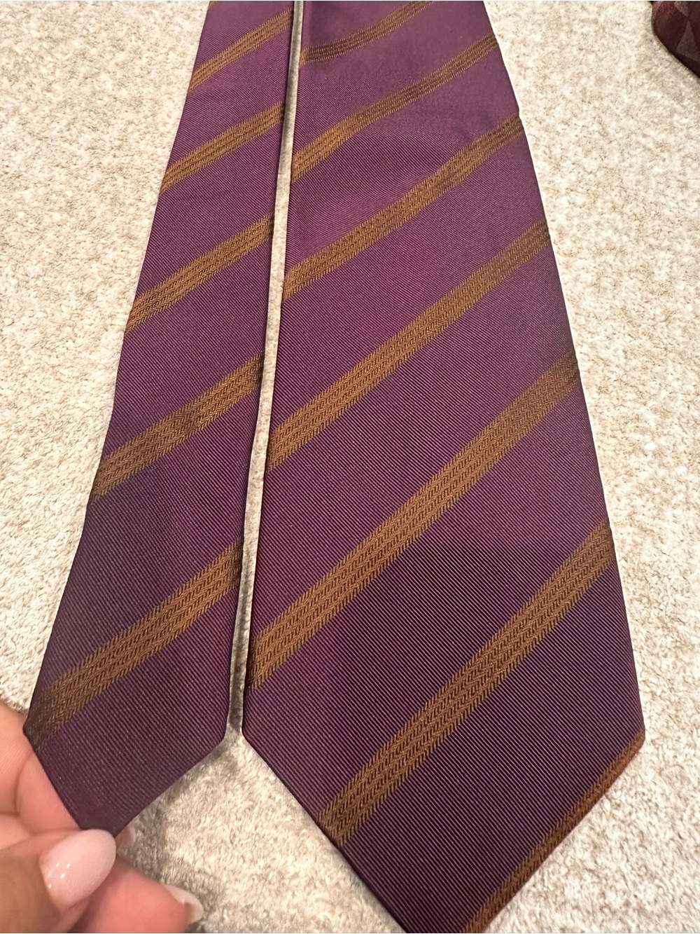 Canali Purple Tie with Brown Diagonal Stripes